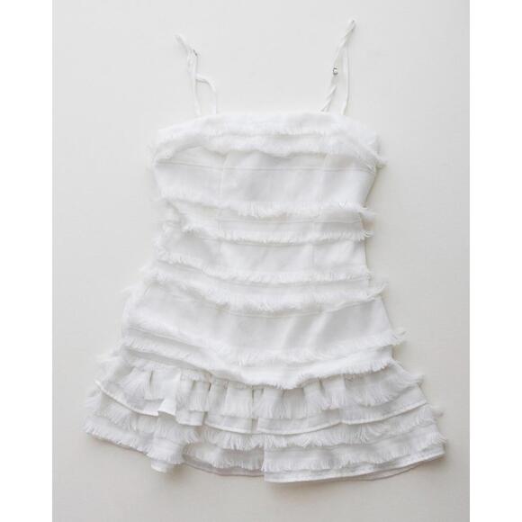 Princess Polly Dresses & Skirts - Princess Polly White Ruffled Mini Dress (Size 2)